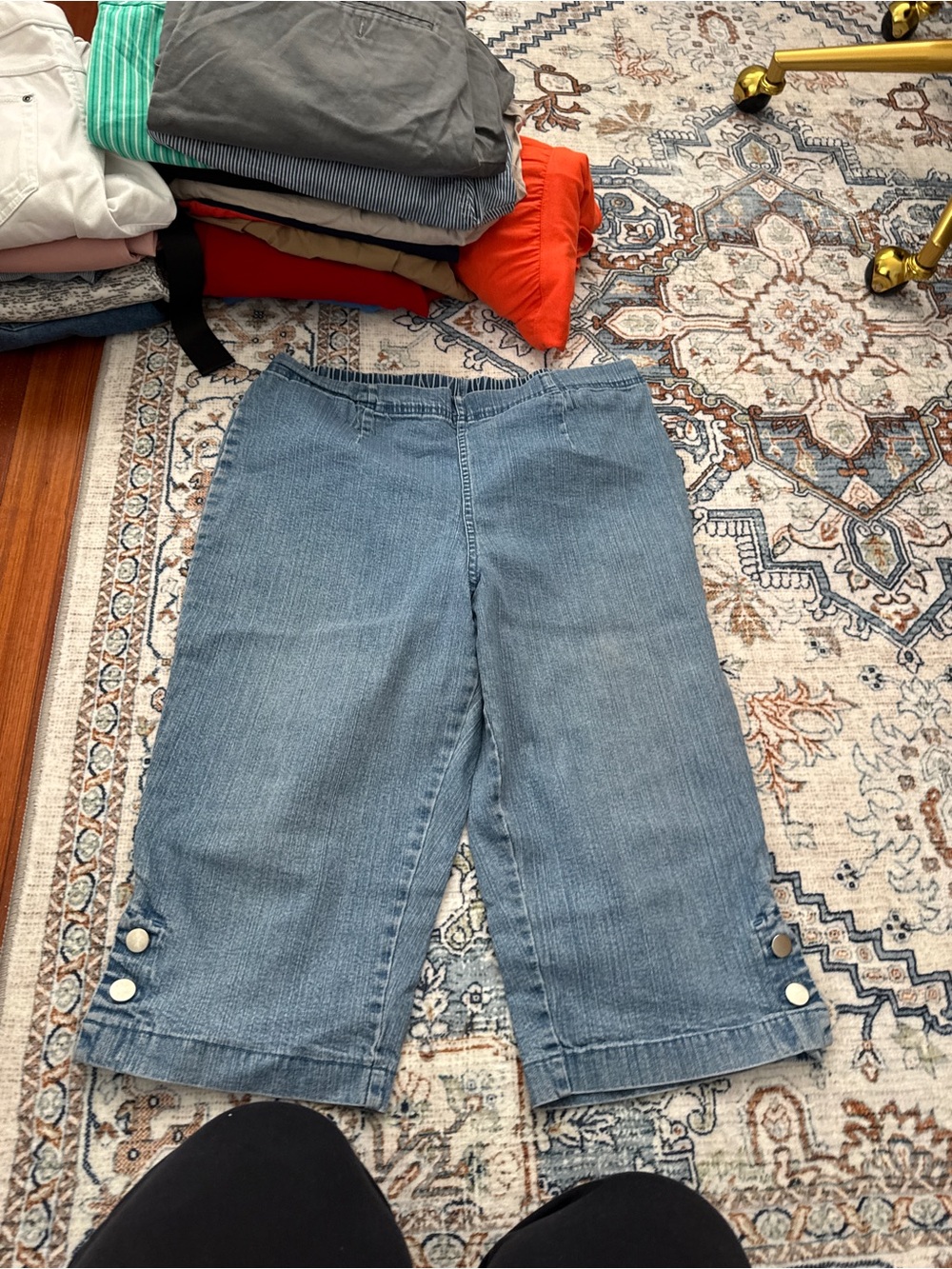 croft & barrow Light Blue Denim Capris with Button Cuffs